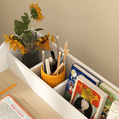 Kids Desk and Chair Set for 3-8 Year Olds, Children's Desk for Boys Girls with Chair, Open Compartments and Shelves, for Bedroom, Playroom, Nursery, Natural Wood Effect