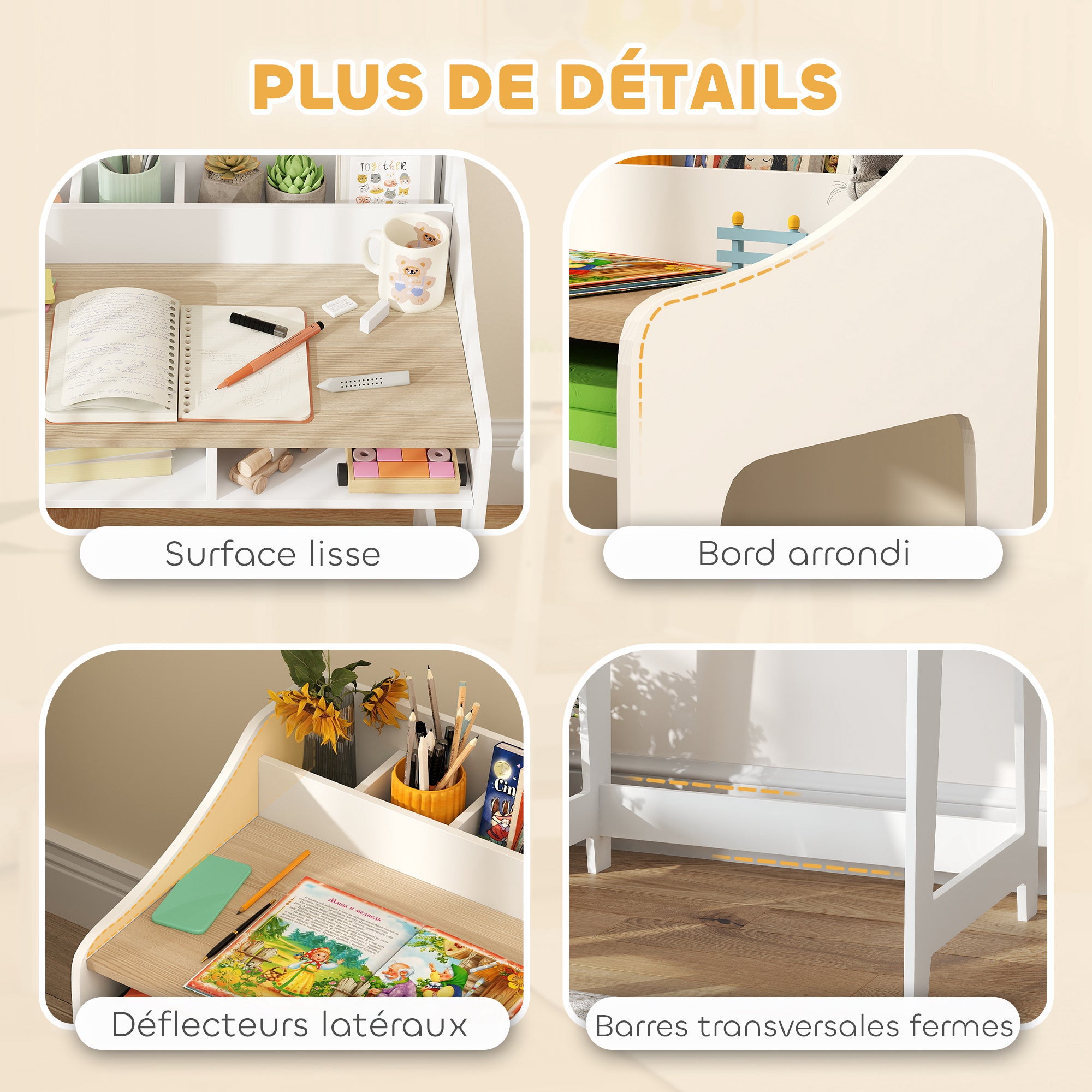 Kids Desk and Chair Set for 3-8 Year Olds, Children's Desk for Boys Girls with Chair, Open Compartments and Shelves, for Bedroom, Playroom, Nursery, Natural Wood Effect