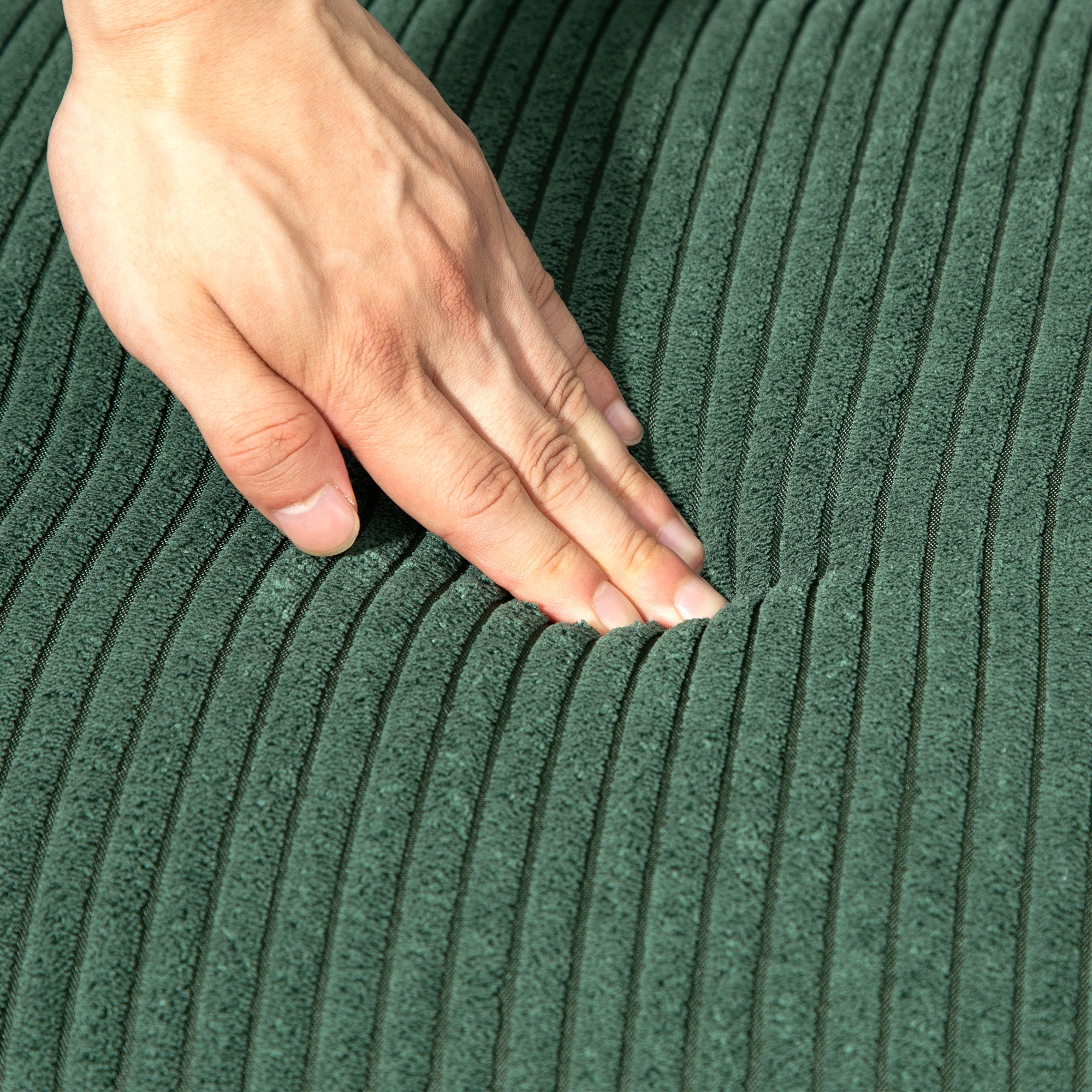 Sofa 2 Seater modern Couch without Armrest Upholstered Sofa with Corduroy Look, Small Lounge Sofa with Wooden Legs for Living Room, 117 x 56.5 x 77 cm, Green