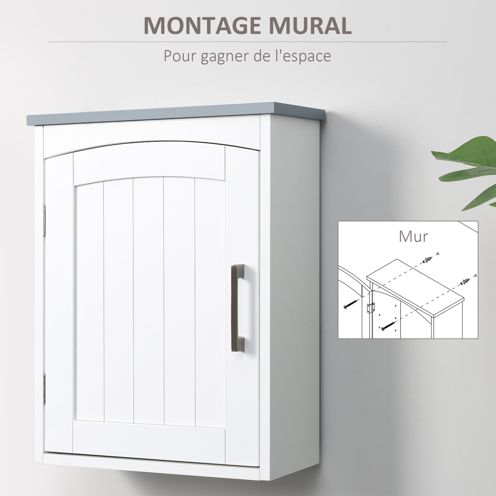 Suspended Toilet Cabinet Wall-mounted Medicine Cabinet Bathroom Storage Cabinet with Door and Adjustable Shelf - 41 x 18.5 x 52 cm - MDF - White