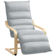 Relax Armchair, Padded Lounge Chair with Adjustable Footrest, Velvet Look for Living Room Rocking Chair with Armrest, Reading Chair Light Grey
