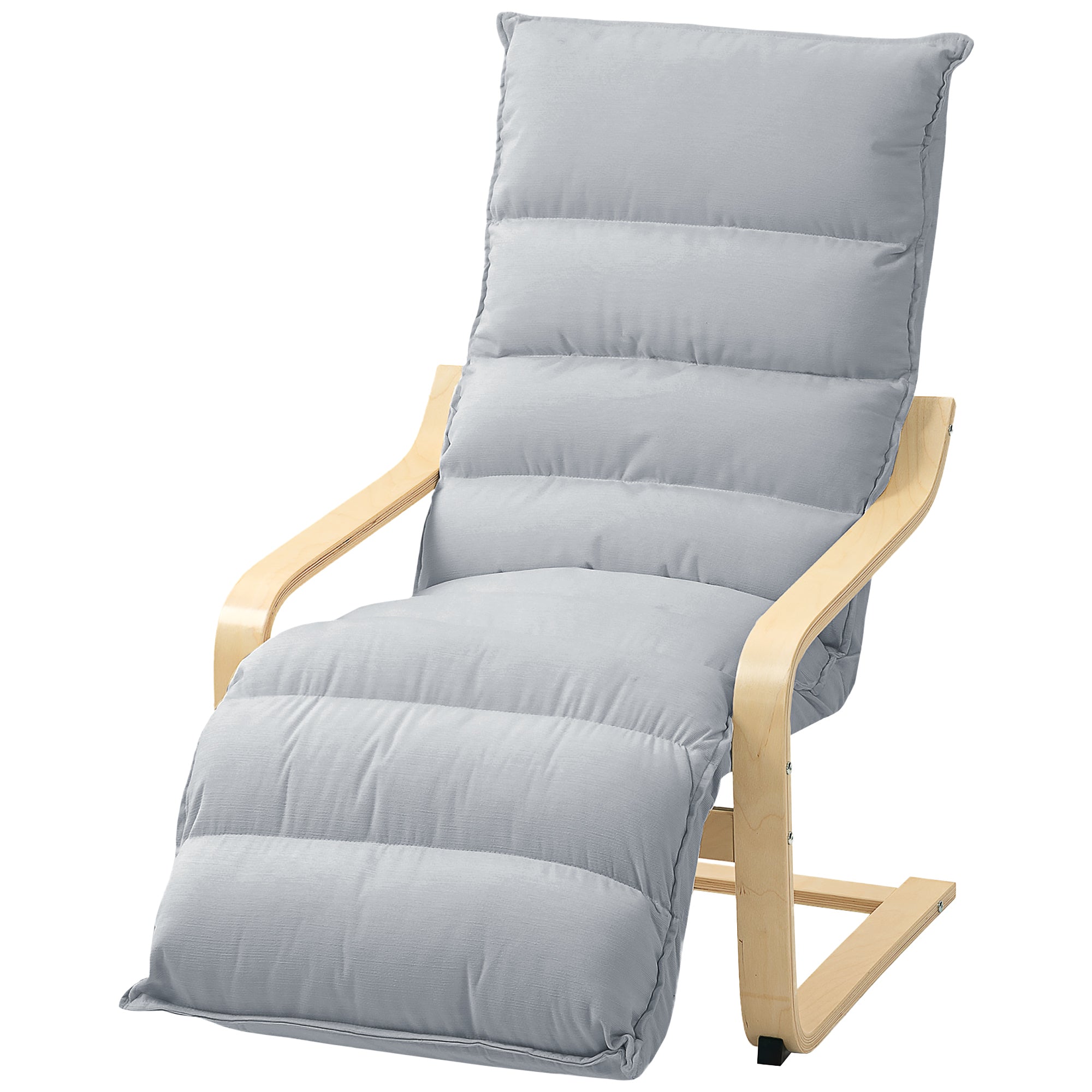 Relax Armchair, Padded Lounge Chair with Adjustable Footrest, Velvet Look for Living Room Rocking Chair with Armrest, Reading Chair Light Grey