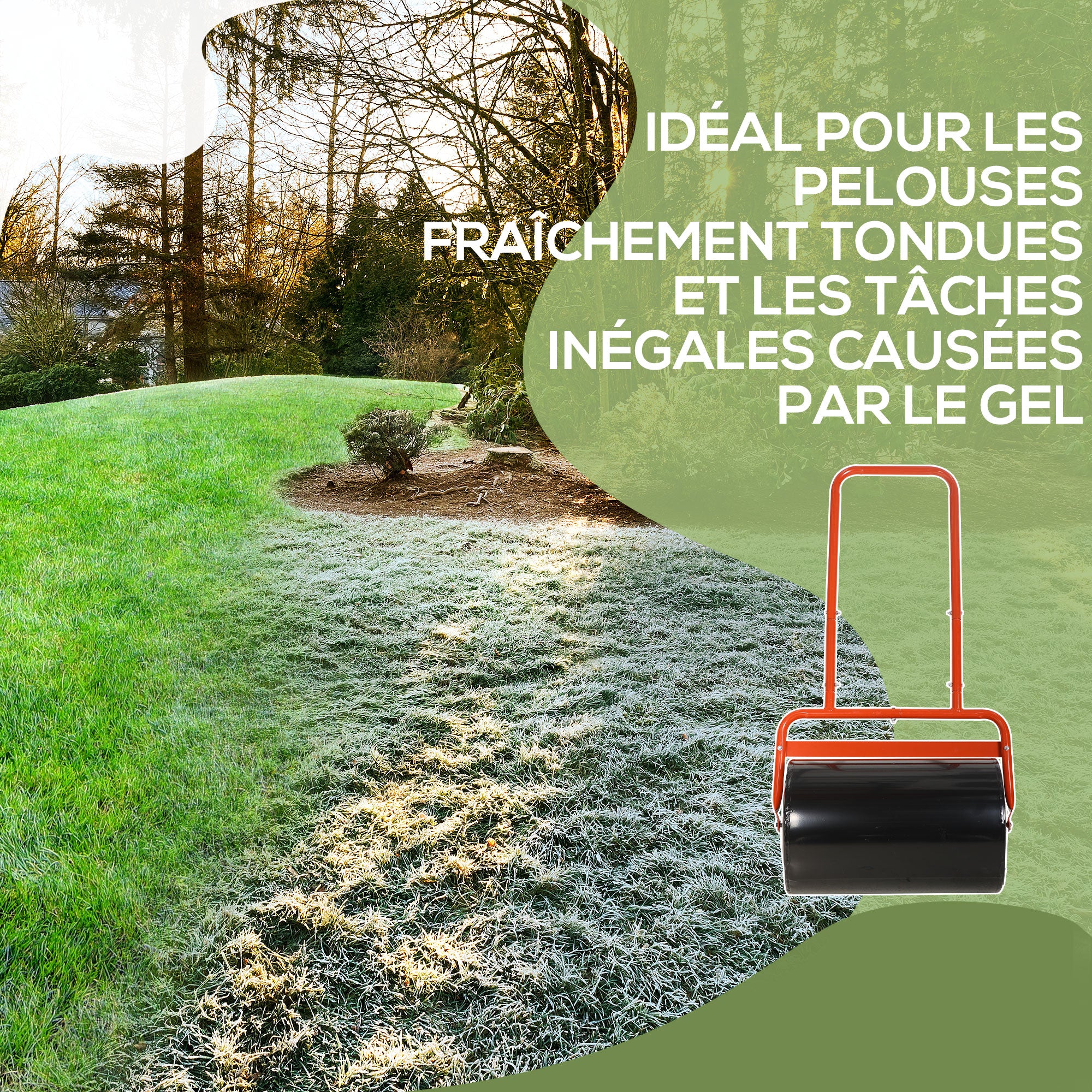 Steel Garden Lawn Roller with Handle dim. 59L x 32W x 113H cm Max Weight 38 L Red Black