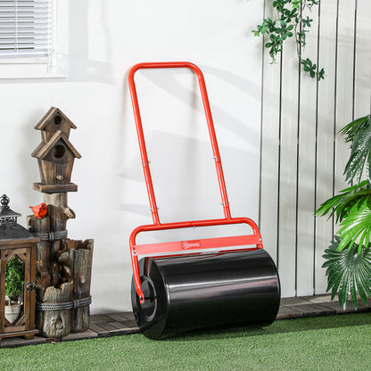 Steel Garden Lawn Roller with Handle dim. 59L x 32W x 113H cm Max Weight 38 L Red Black