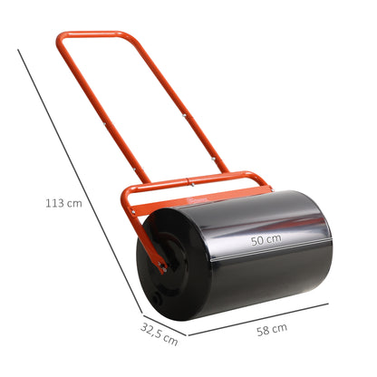 Steel Garden Lawn Roller with Handle dim. 59L x 32W x 113H cm Max Weight 38 L Red Black