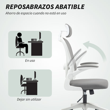 Gray Office Chair Swivel Desk Chair Breathable Mesh with Adjustable Height Adjustable Headrest and Lumbar Support Tilt Office Chair Load 120 kg