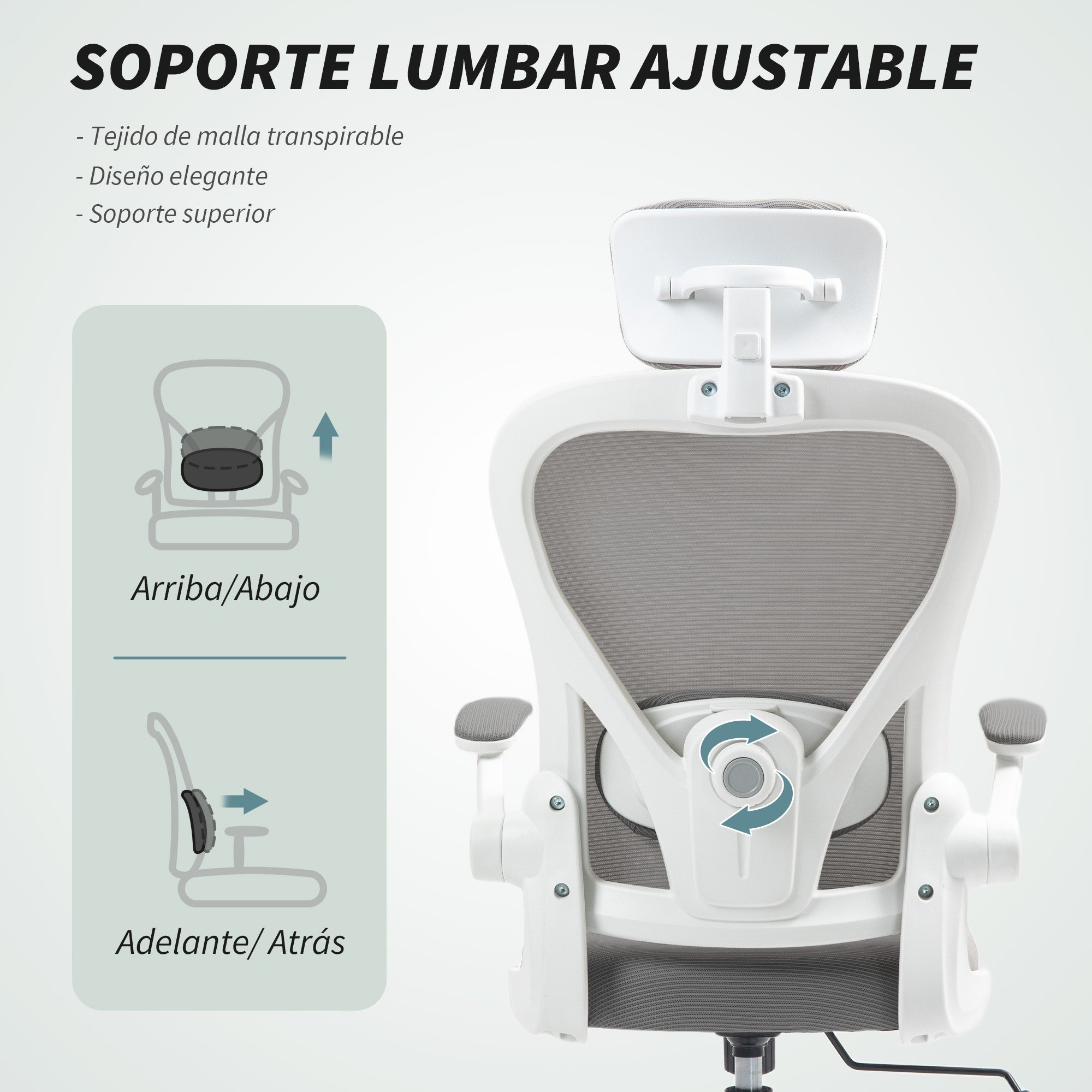 Gray Office Chair Swivel Desk Chair Breathable Mesh with Adjustable Height Adjustable Headrest and Lumbar Support Tilt Office Chair Load 120 kg