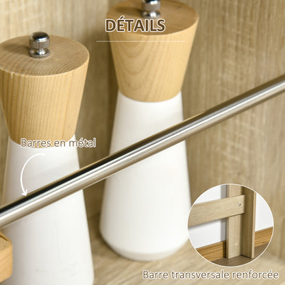 High Bar Table Kitchen High Table Counter - dim. 112L x 57W x 106H cm - 3 shelves - light oak-black finish