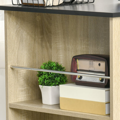 High Bar Table Kitchen High Table Counter - dim. 112L x 57W x 106H cm - 3 shelves - light oak-black finish