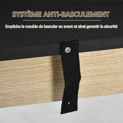 High Bar Table Kitchen High Table Counter - dim. 112L x 57W x 106H cm - 3 shelves - light oak-black finish