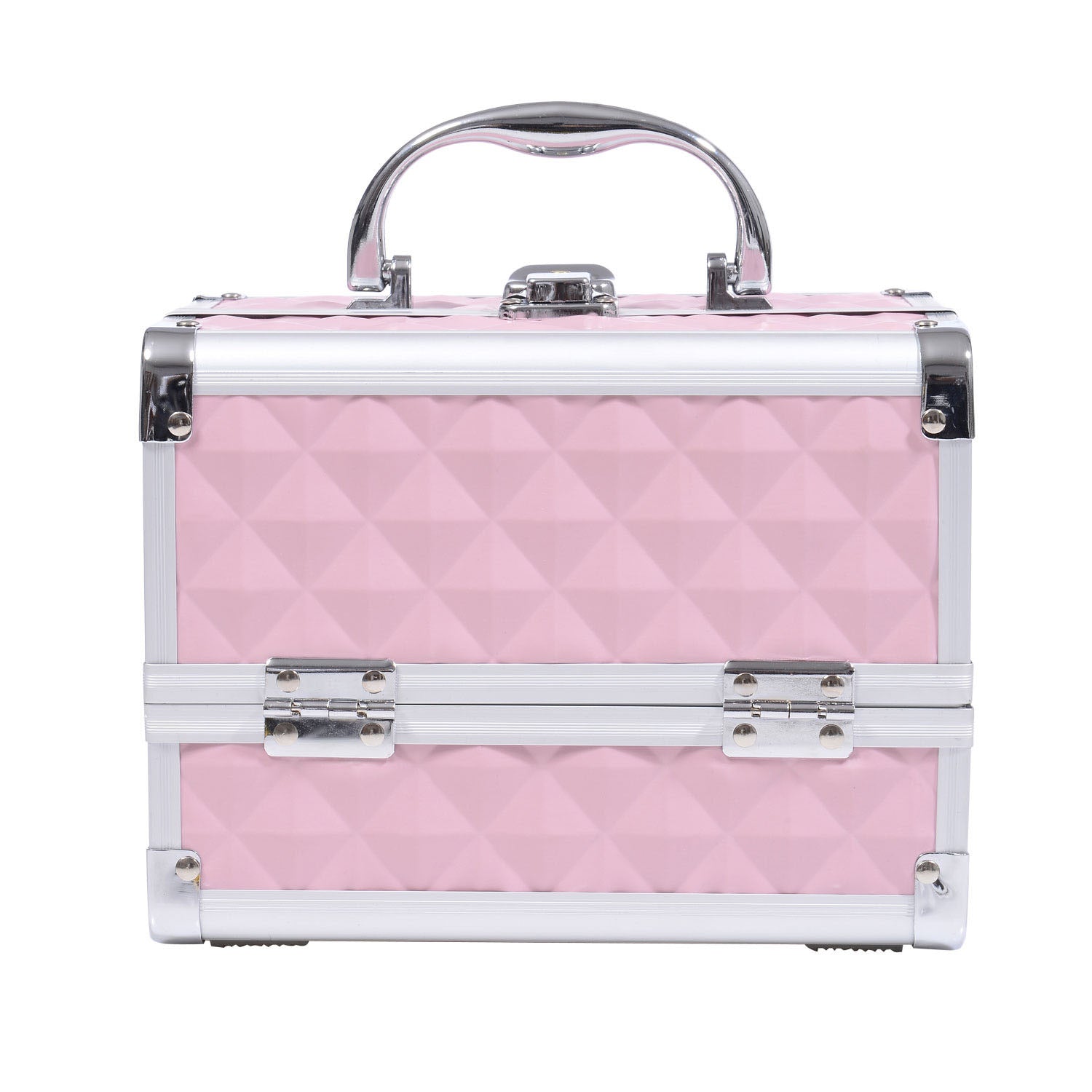 Professional Cosmetic Makeup Case Organizer Beauty Box Portable Makeup Case with Mirror Lock Several Compartments 20x15x15cm Aluminum