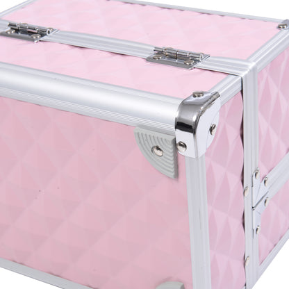 Professional Cosmetic Makeup Case Organizer Beauty Box Portable Makeup Case with Mirror Lock Several Compartments 20x15x15cm Aluminum