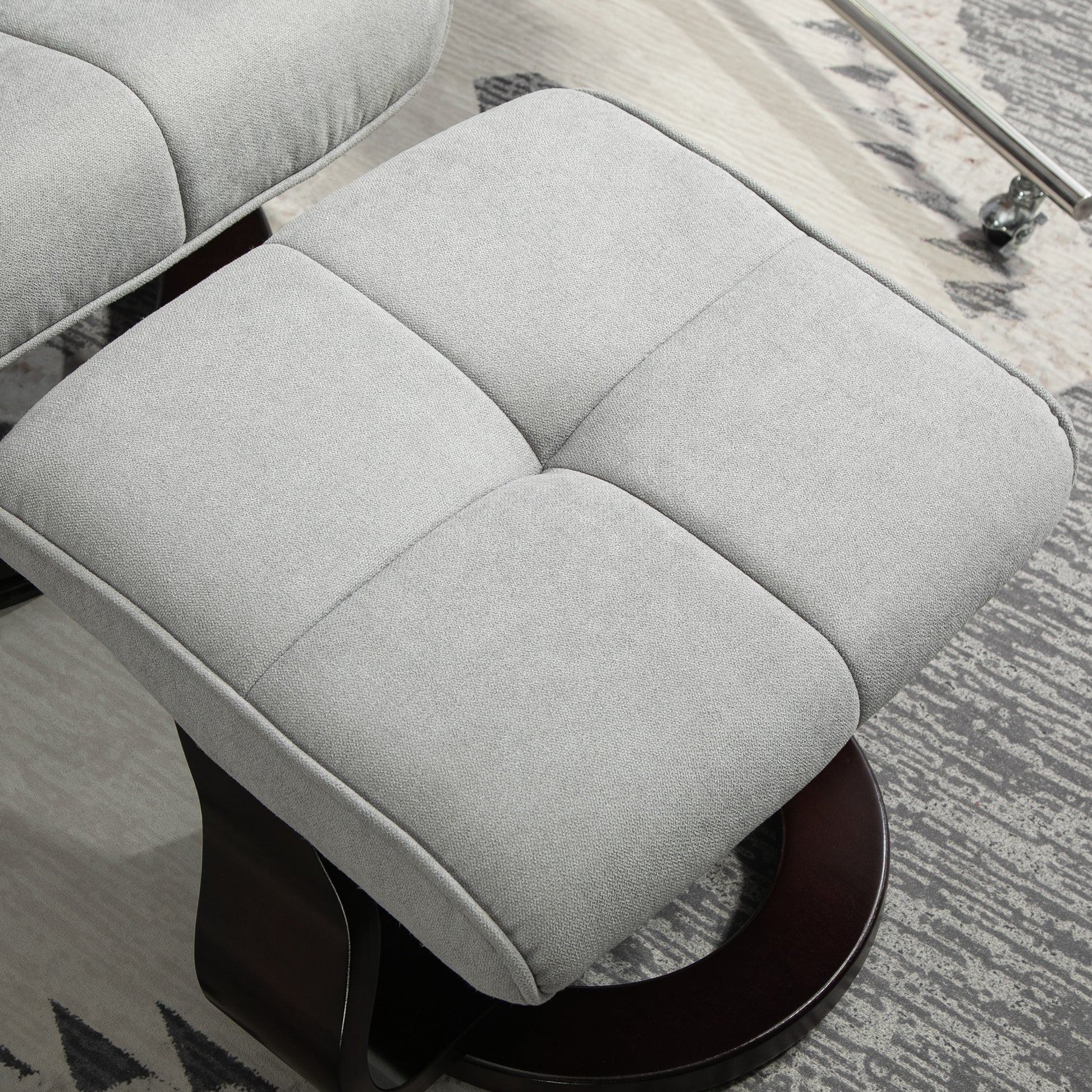 Recliner Chair with Footstool, Swivel TV Armchair with Reclining Function, Rocking Function, Reclining Chair with double-layer high backrest, Velvet Look, for Living Room, Bedroom, Gray