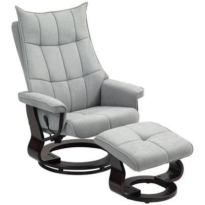 Recliner Chair with Footstool, Swivel TV Armchair with Reclining Function, Rocking Function, Reclining Chair with double-layer high backrest, Velvet Look, for Living Room, Bedroom, Gray