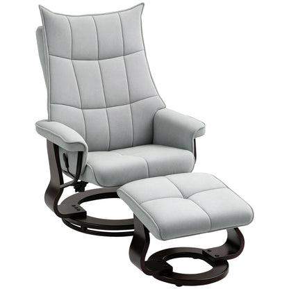 Recliner Chair with Footstool, Swivel TV Armchair with Reclining Function, Rocking Function, Reclining Chair with double-layer high backrest, Velvet Look, for Living Room, Bedroom, Gray
