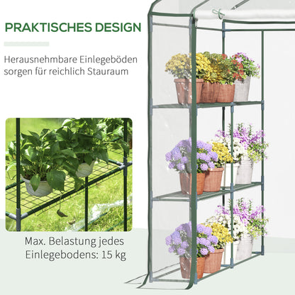 PVC Plastic Foliage Greenhouse Walk-in Garden Shed Tomato Greenhouse Greenhouse with 6 Shelves Transparent Steel PVC Plastic 143 x 143 x 195 cm