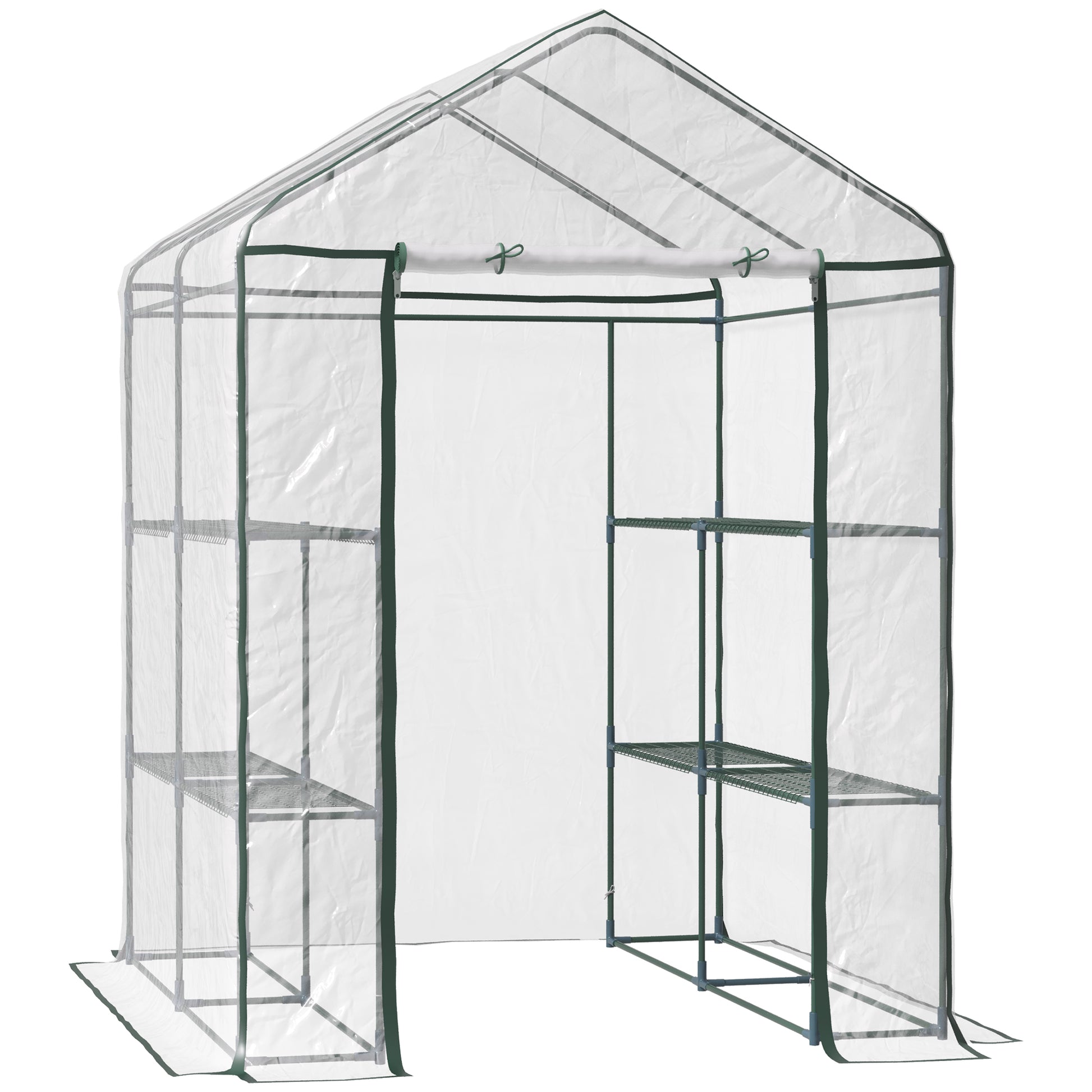 PVC Plastic Foliage Greenhouse Walk-in Garden Shed Tomato Greenhouse Greenhouse with 6 Shelves Transparent Steel PVC Plastic 143 x 143 x 195 cm