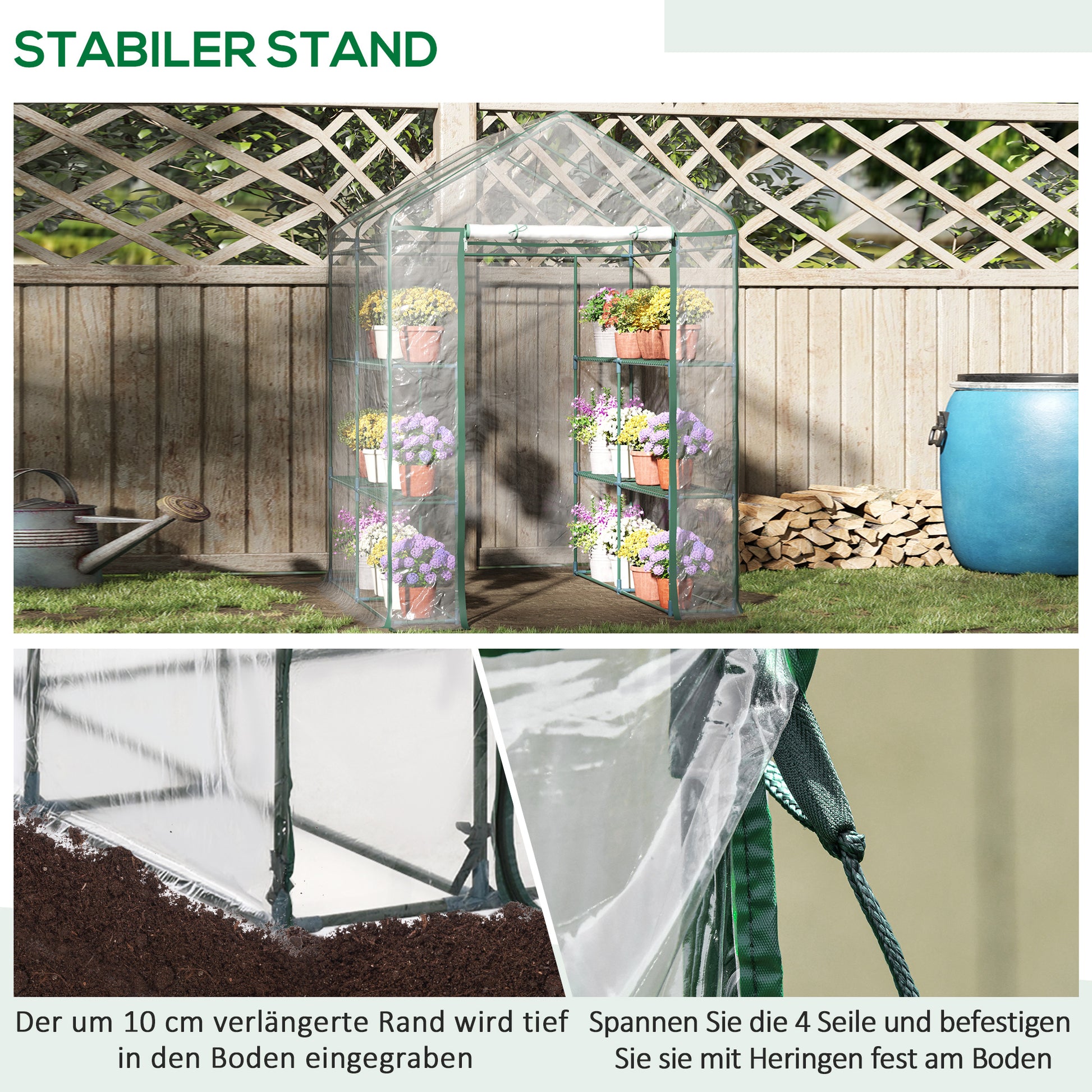 PVC Plastic Foliage Greenhouse Walk-in Garden Shed Tomato Greenhouse Greenhouse with 6 Shelves Transparent Steel PVC Plastic 143 x 143 x 195 cm