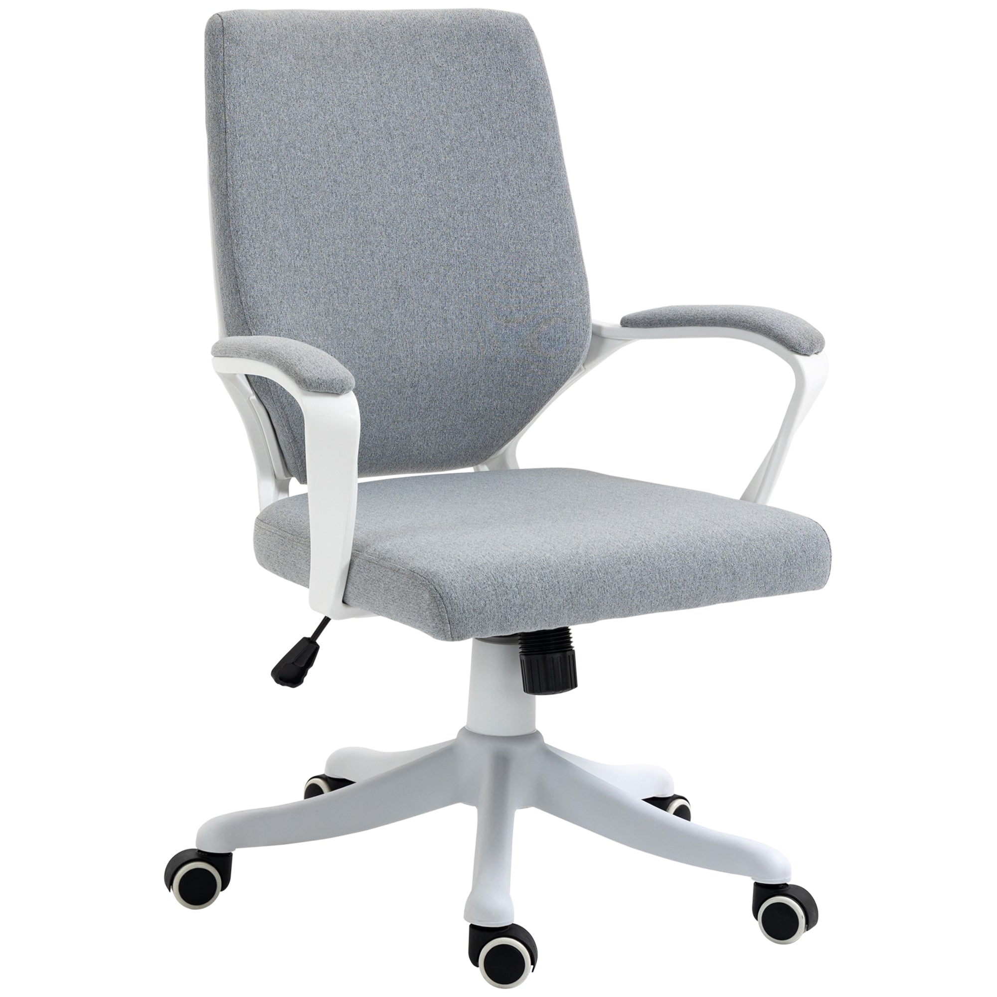 Swivel Office Chair, Tilt Desk Chair with Armrests and Adjustable Height for Bedroom Living Room, Load Capacity 120 kg, 62x69x92-100 cm Green Gray