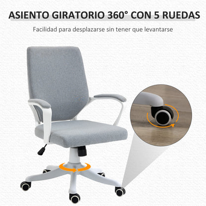 Swivel Office Chair, Tilt Desk Chair with Armrests and Adjustable Height for Bedroom Living Room, Load Capacity 120 kg, 62x69x92-100 cm Green Gray