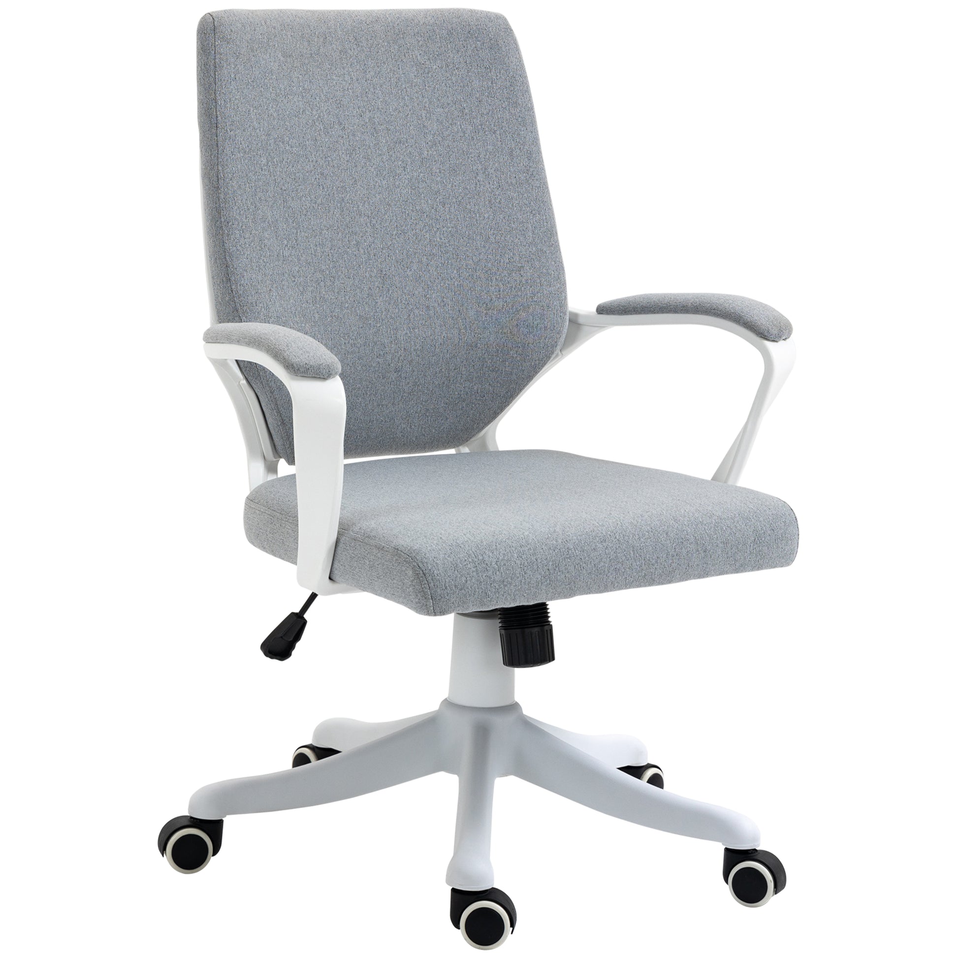 Swivel Office Chair, Tilt Desk Chair with Armrests and Adjustable Height for Bedroom Living Room, Load Capacity 120 kg, 62x69x92-100 cm Green Gray
