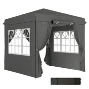 Pavilion 2.5x2.5m, Water-resistant Stable Winter-ready Pop-up Folding Pavilion, UV Protection 50+, Foldable Party Tent Garden Tent with 4 Side Panels Bag Garden Pavilion for Camping Garden, Dark Gray
