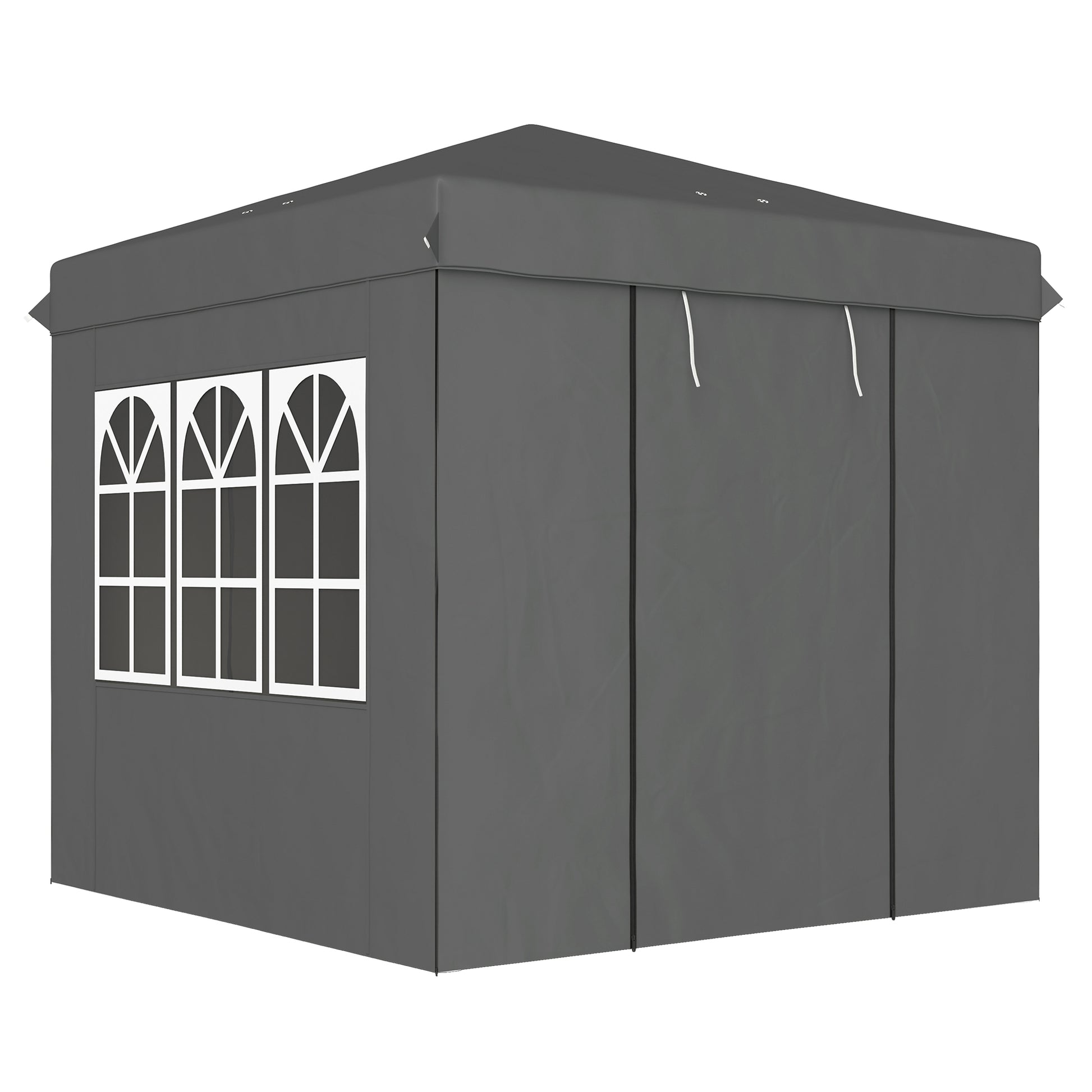 Pavilion 2.5x2.5m, Water-resistant Stable Winter-ready Pop-up Folding Pavilion, UV Protection 50+, Foldable Party Tent Garden Tent with 4 Side Panels Bag Garden Pavilion for Camping Garden, Dark Gray