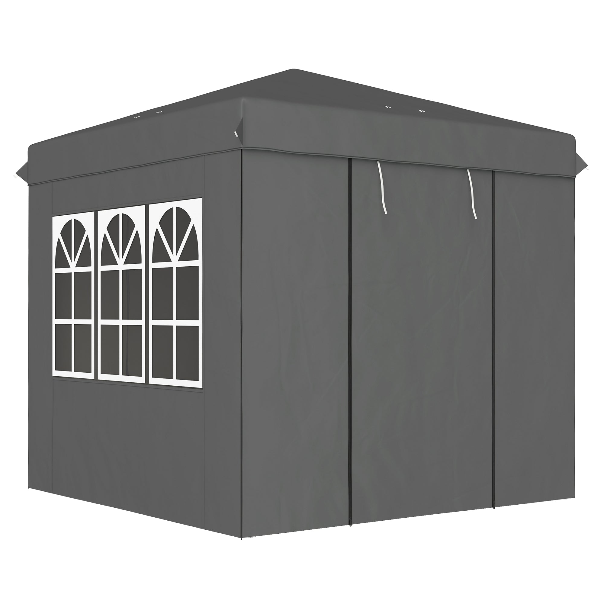 Pavilion 2.5x2.5m, Water-resistant Stable Winter-ready Pop-up Folding Pavilion, UV Protection 50+, Foldable Party Tent Garden Tent with 4 Side Panels Bag Garden Pavilion for Camping Garden, Dark Gray