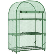 Balcony Plastic Greenhouse with 3 Shelves Mini Greenhouse Conservatory Tomato House Plant House Cold Frame Metal Green 80 x 49 x 120 cm