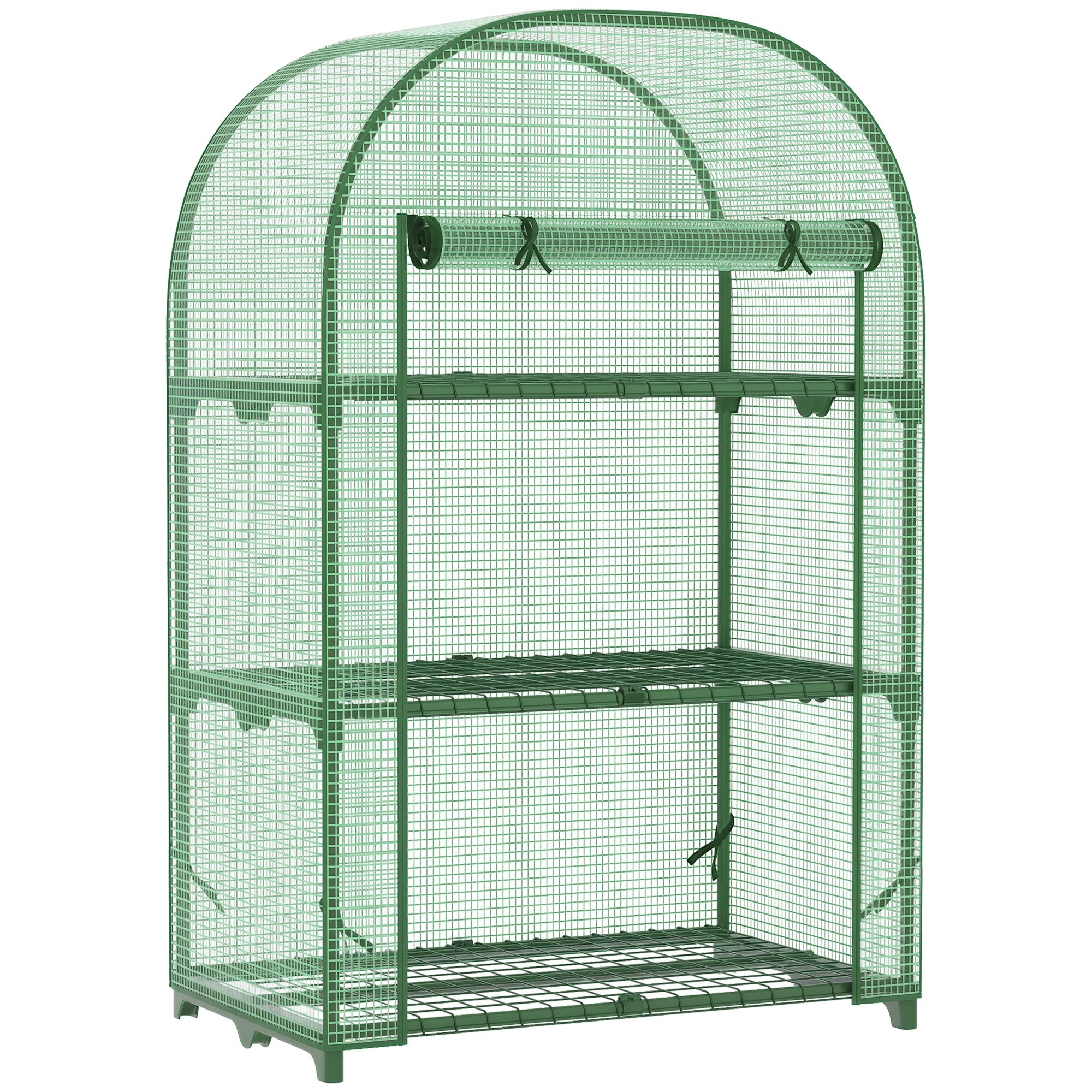 Balcony Plastic Greenhouse with 3 Shelves Mini Greenhouse Conservatory Tomato House Plant House Cold Frame Metal Green 80 x 49 x 120 cm