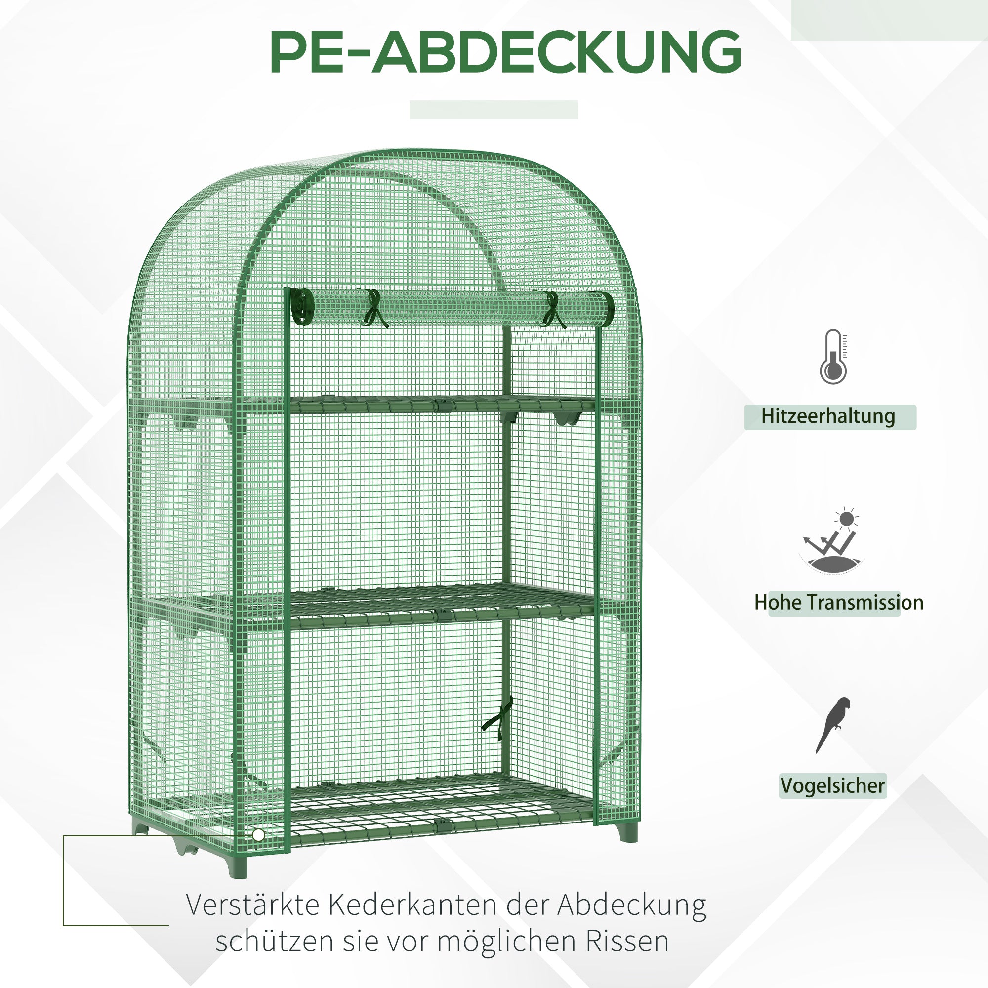 Balcony Plastic Greenhouse with 3 Shelves Mini Greenhouse Conservatory Tomato House Plant House Cold Frame Metal Green 80 x 49 x 120 cm