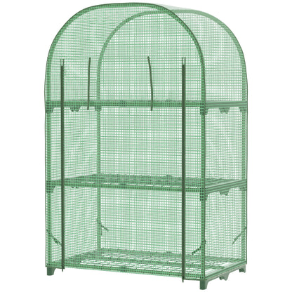 Balcony Plastic Greenhouse with 3 Shelves Mini Greenhouse Conservatory Tomato House Plant House Cold Frame Metal Green 80 x 49 x 120 cm
