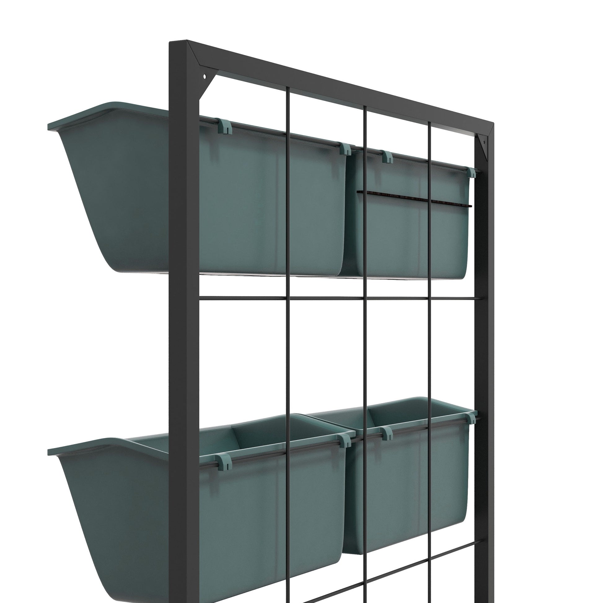 Vertical Outdoor Planter with 3 Levels, 6 Plastic Outdoor Plant Pots with Drainage Holes, Hanging Planters for Flowers and Herbs, 52x14x66 cm, Dark Green