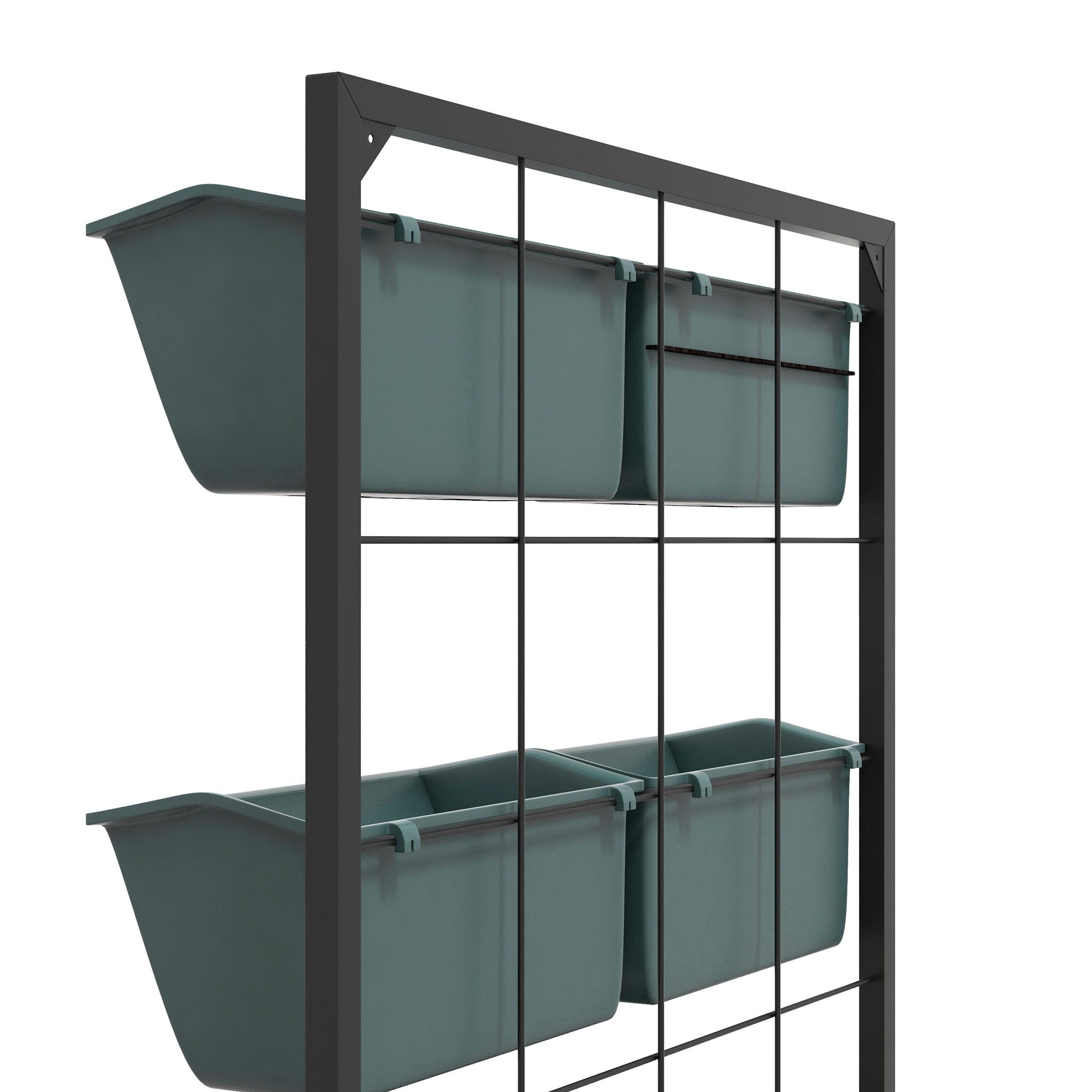 Vertical Outdoor Planter with 3 Levels, 6 Plastic Outdoor Plant Pots with Drainage Holes, Hanging Planters for Flowers and Herbs, 52x14x66 cm, Dark Green