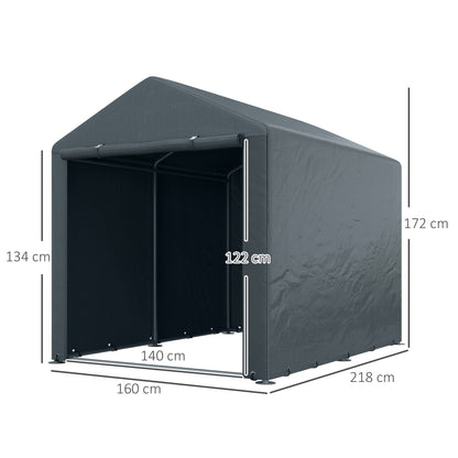 Garage Tent for 2 Bikes, Waterproof Car Tent with Door Anti-Dust Bike Cover, Equipment Tent, Polyethylene Equipment House Bike Garage for Outdoor Terrace, 160x218x172cm, Dark Grey