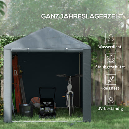 Garage Tent for 2 Bikes, Waterproof Car Tent with Door Anti-Dust Bike Cover, Equipment Tent, Polyethylene Equipment House Bike Garage for Outdoor Terrace, 160x218x172cm, Dark Grey