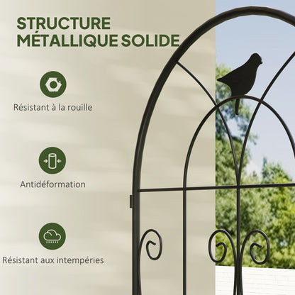Plant Support with Birds, 2-Pack, Garden Trellis for Vegetables, Vines, Flowers, Made of Metal, 50 x 180 cm, Black