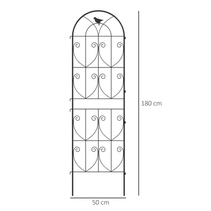 Plant Support with Birds, 2-Pack, Garden Trellis for Vegetables, Vines, Flowers, Made of Metal, 50 x 180 cm, Black