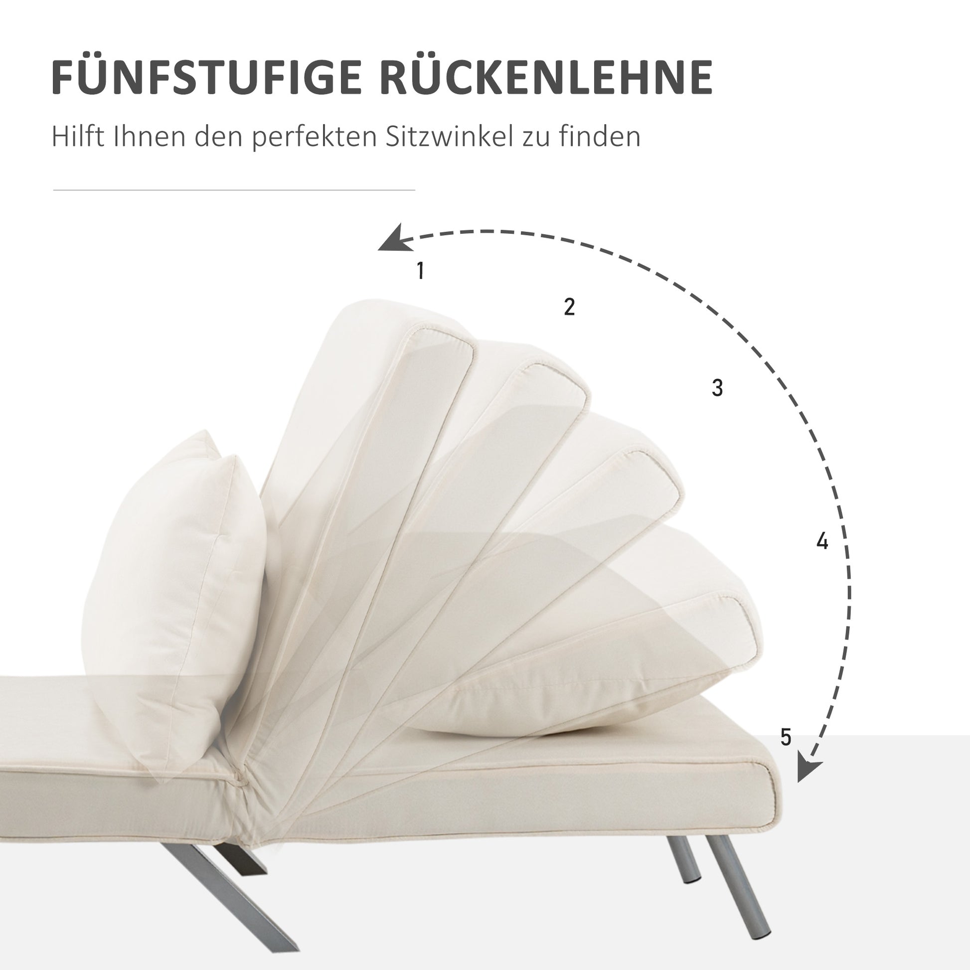 Sleep Sofa Bed with Adjustable Backrest, Throw Pillows, Sofa Bed, Velvet Look, Armrest, Guest Bed, Folding Chair for Living Room, Bedroom, Cream White