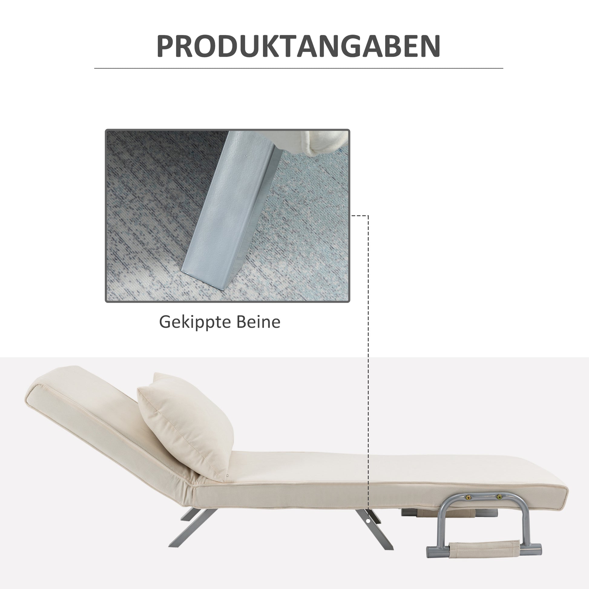 Sleep Sofa Bed with Adjustable Backrest, Throw Pillows, Sofa Bed, Velvet Look, Armrest, Guest Bed, Folding Chair for Living Room, Bedroom, Cream White