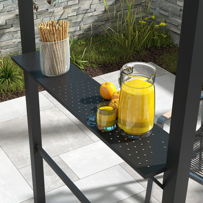 1.1 x 2.3m BBQ Grill Gazebo with Hooks, Grill Canopy Weatherproof Garden Gazebo with Polyester Roof, 2 Side Shelves, for Grills up to 100 cm, Steel, Khaki