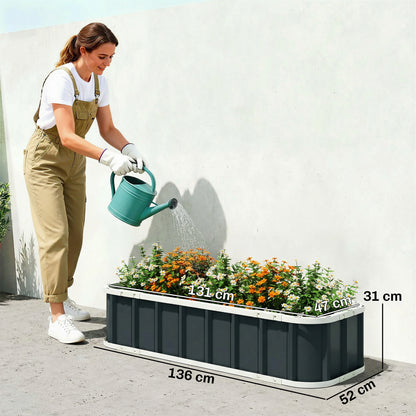 Raised Steel Garden Bed with Snap Locks, Folded-Edge Planter for Herbs, Flowers & Veggies — 53.5 x 20.5 x 12.2 in (136 x 52 x 31 cm)