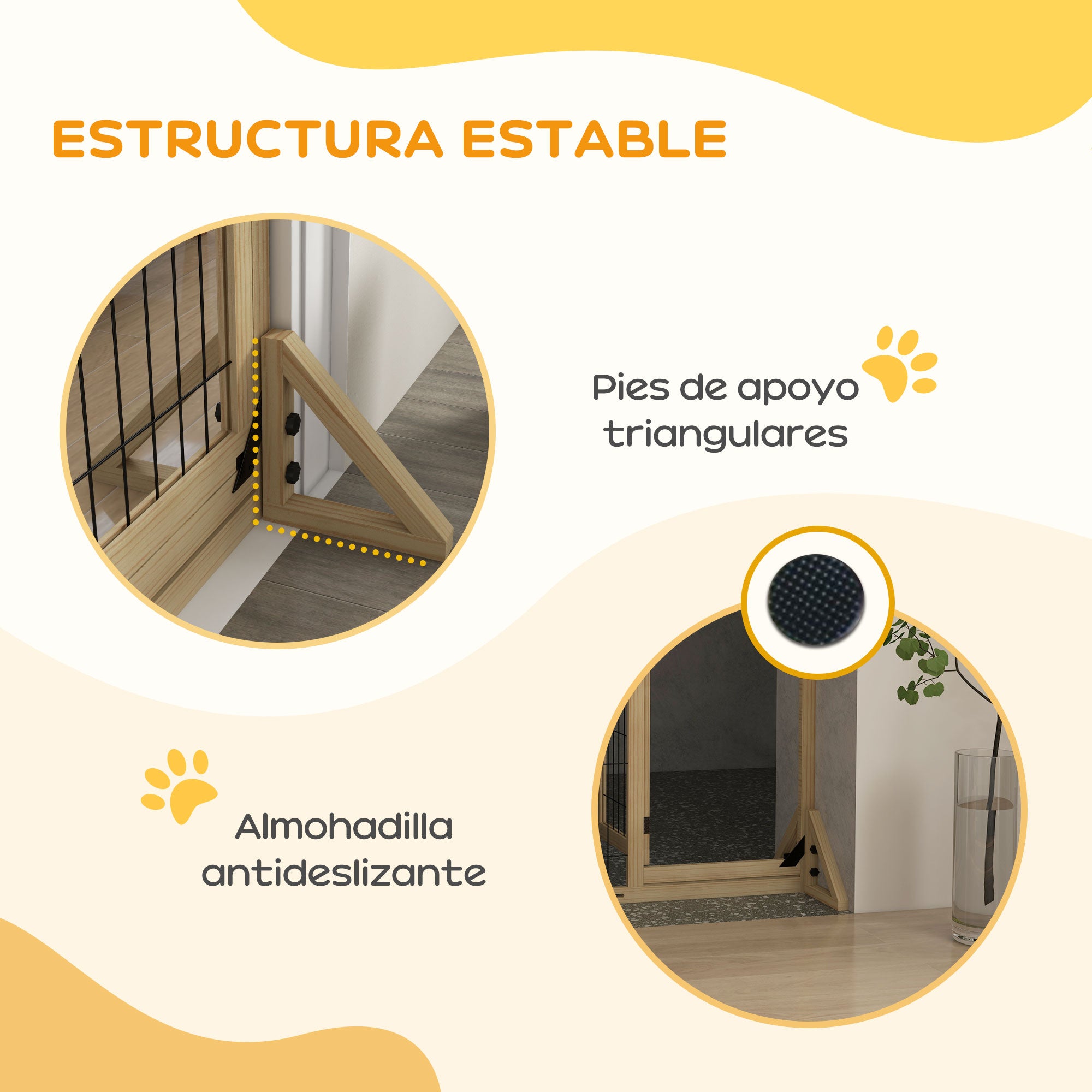 Wooden Dog Barrier 112-159x70 cm Extendable Pet Gate with Triangular Support Legs for Doorway Hallway Staircase Natural Wood
