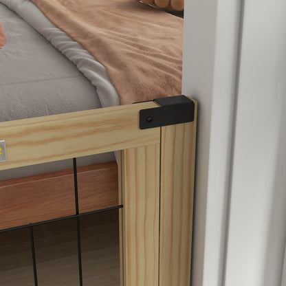 Wooden Dog Barrier 112-159x70 cm Extendable Pet Gate with Triangular Support Legs for Doorway Hallway Staircase Natural Wood