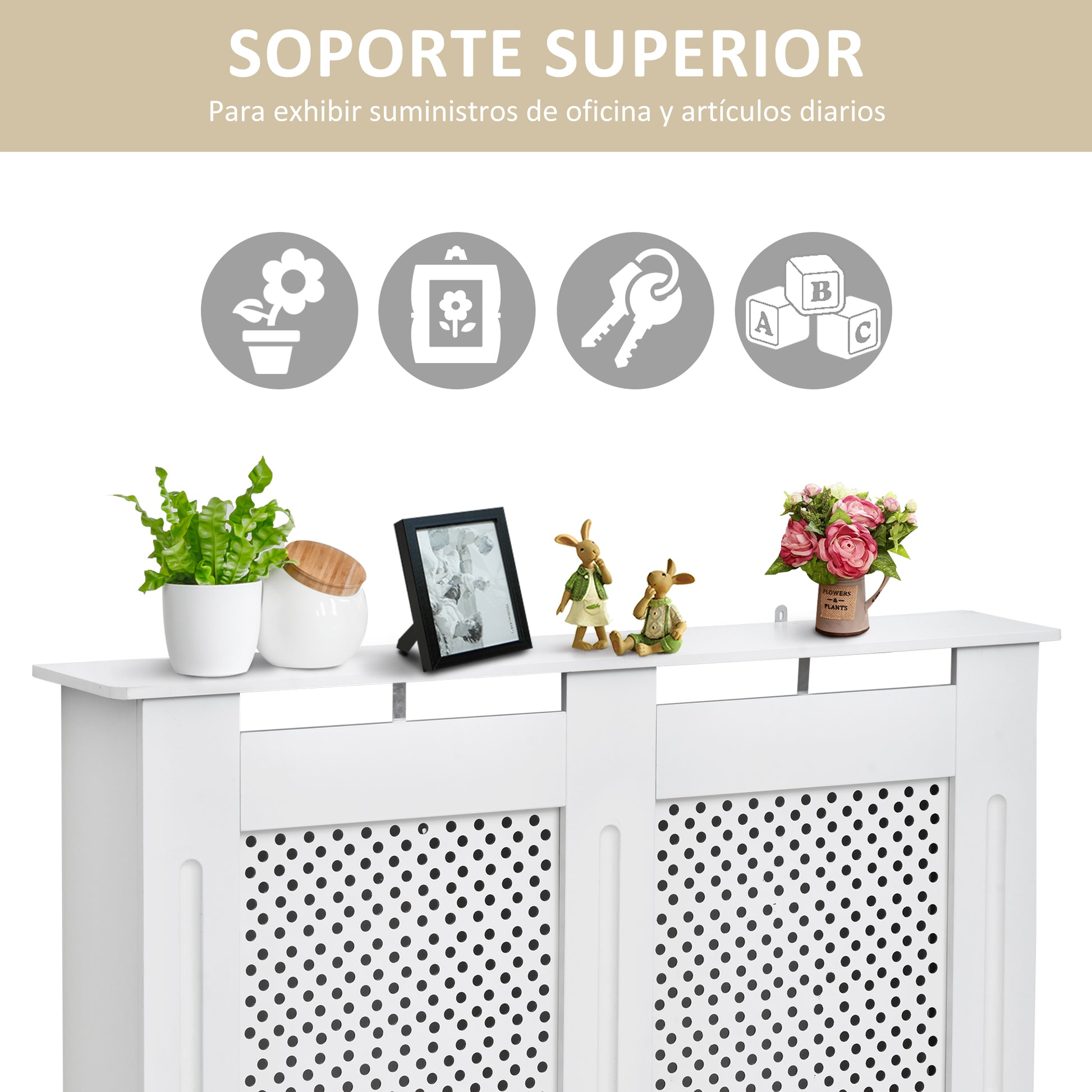 Radiator Cover Radiator Cabinet Wall Shelf for Radiator Modern Design MDF 111.5x19x82 cm