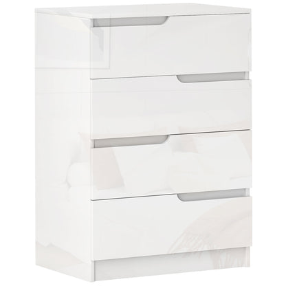 Modern and Minimalist 4-Drawer Dresser, Particle Board Dresser, 60x40x85 cm, Glossy White