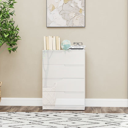 Modern and Minimalist 4-Drawer Dresser, Particle Board Dresser, 60x40x85 cm, Glossy White