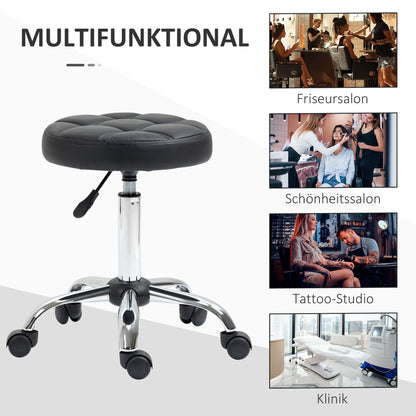 Set of 2 Swivel Stools Adjustable Height, Swivel Stool 48-63 cm, Work Stool 360° Rotatable, Office Stool for Office, Salon, Massage, Spa, Black