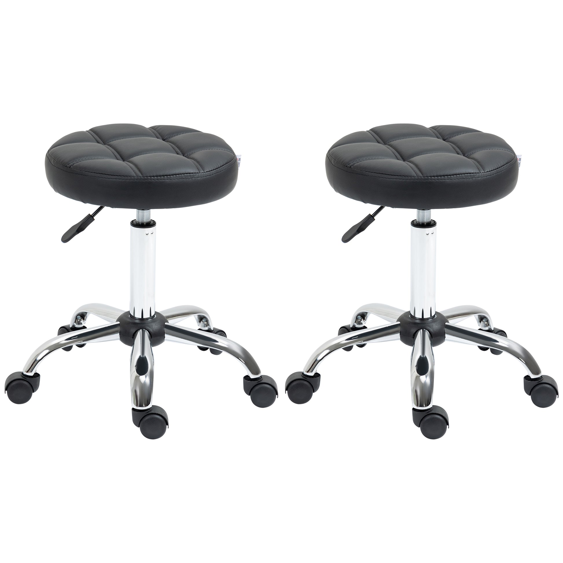 Set of 2 Swivel Stools Adjustable Height, Swivel Stool 48-63 cm, Work Stool 360° Rotatable, Office Stool for Office, Salon, Massage, Spa, Black