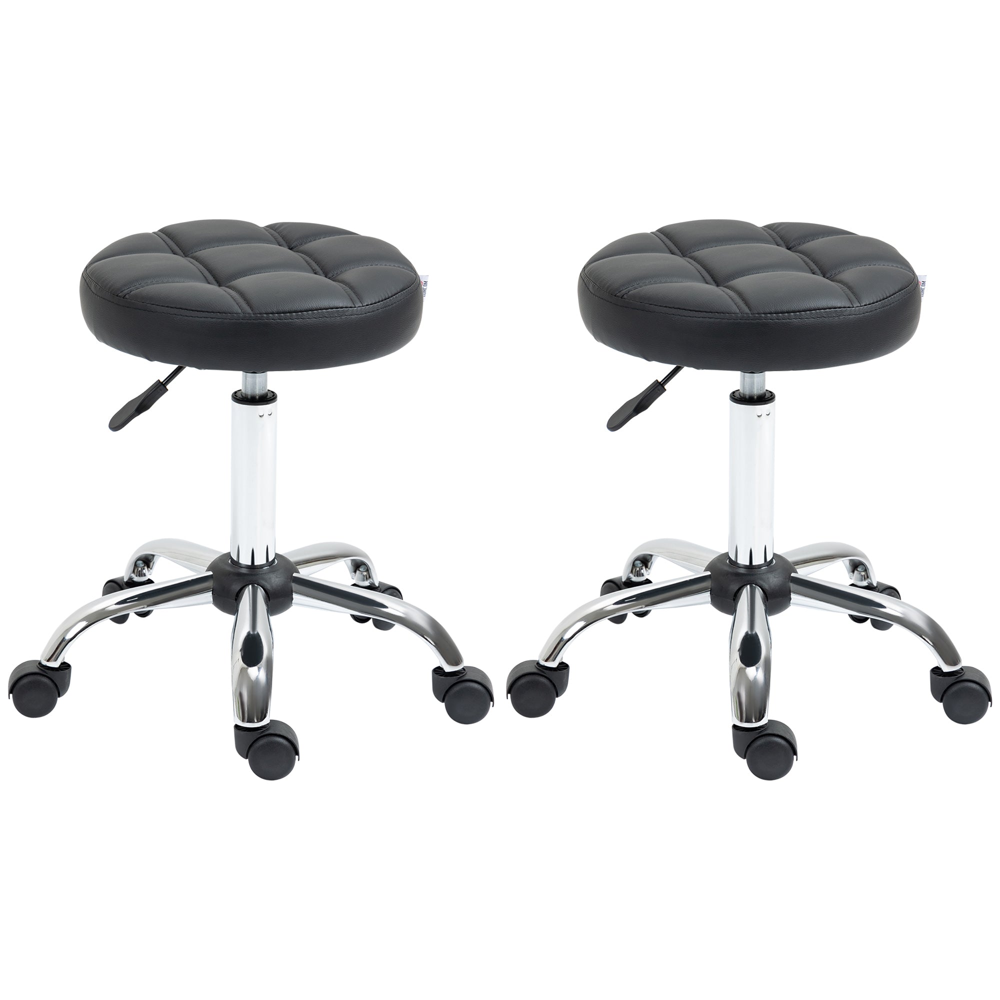 Set of 2 Swivel Stools Adjustable Height, Swivel Stool 48-63 cm, Work Stool 360° Rotatable, Office Stool for Office, Salon, Massage, Spa, Black